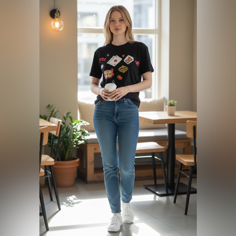 Ashley Stewart Casino
Patchwork Sequin Graphic T-
Shirt